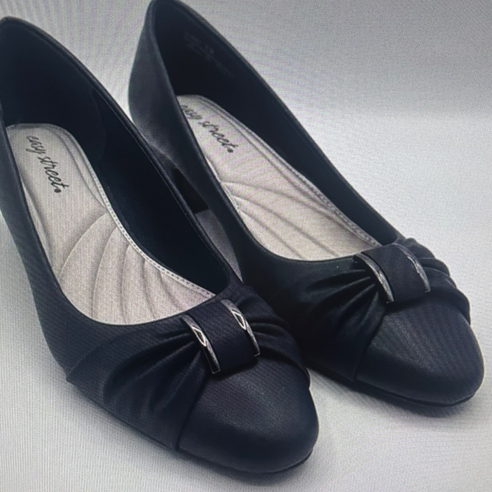 easy street Black Bow-Trim Women's Flats